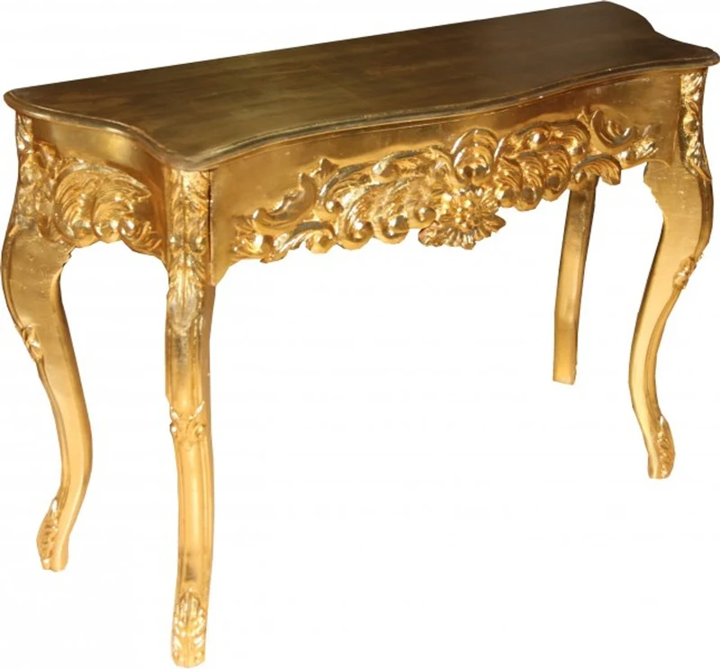 Casa Padrino Barock Konsolentisch Gold mit Schubladen, Damen Schminktisch, Antik Stil, B 116 cm x H 77 cm x T 36 cm