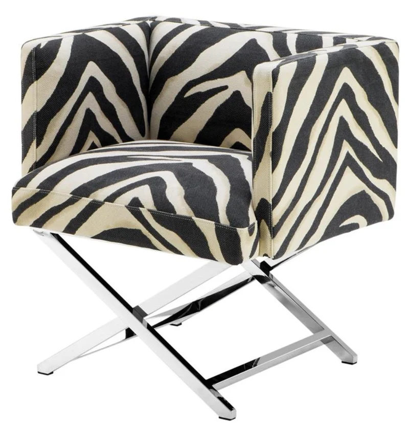 Casa Padrino Luxus Club Sessel im Zebra Design 68 x 57 x H. 74 cm - Art Deco Möbel