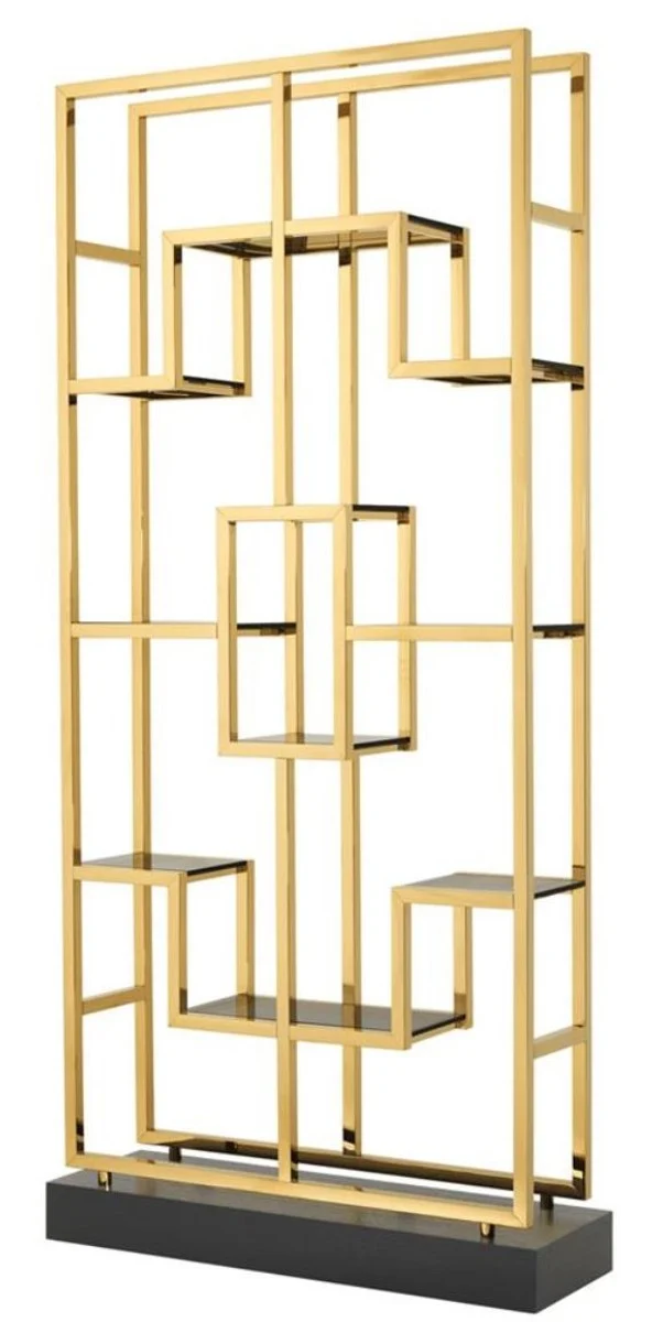 Casa Padrino Luxus Wohnzimmer Regalschrank Gold / Schwarz 108 x 29 x H. 240 cm