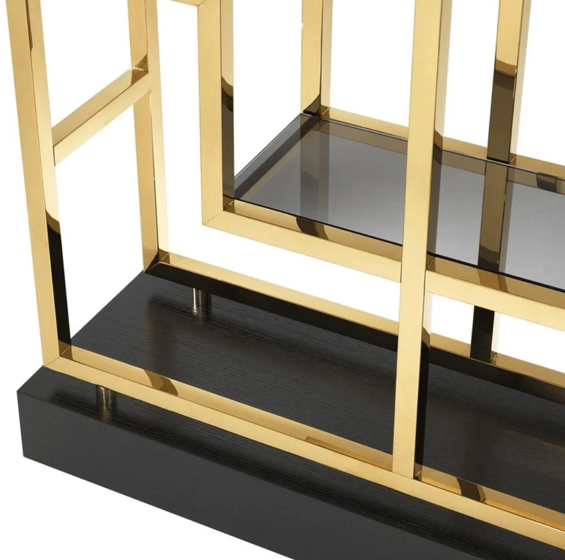 Casa Padrino Luxus Wohnzimmer Regalschrank Gold / Schwarz 108 x 29 x H. 240 cm
