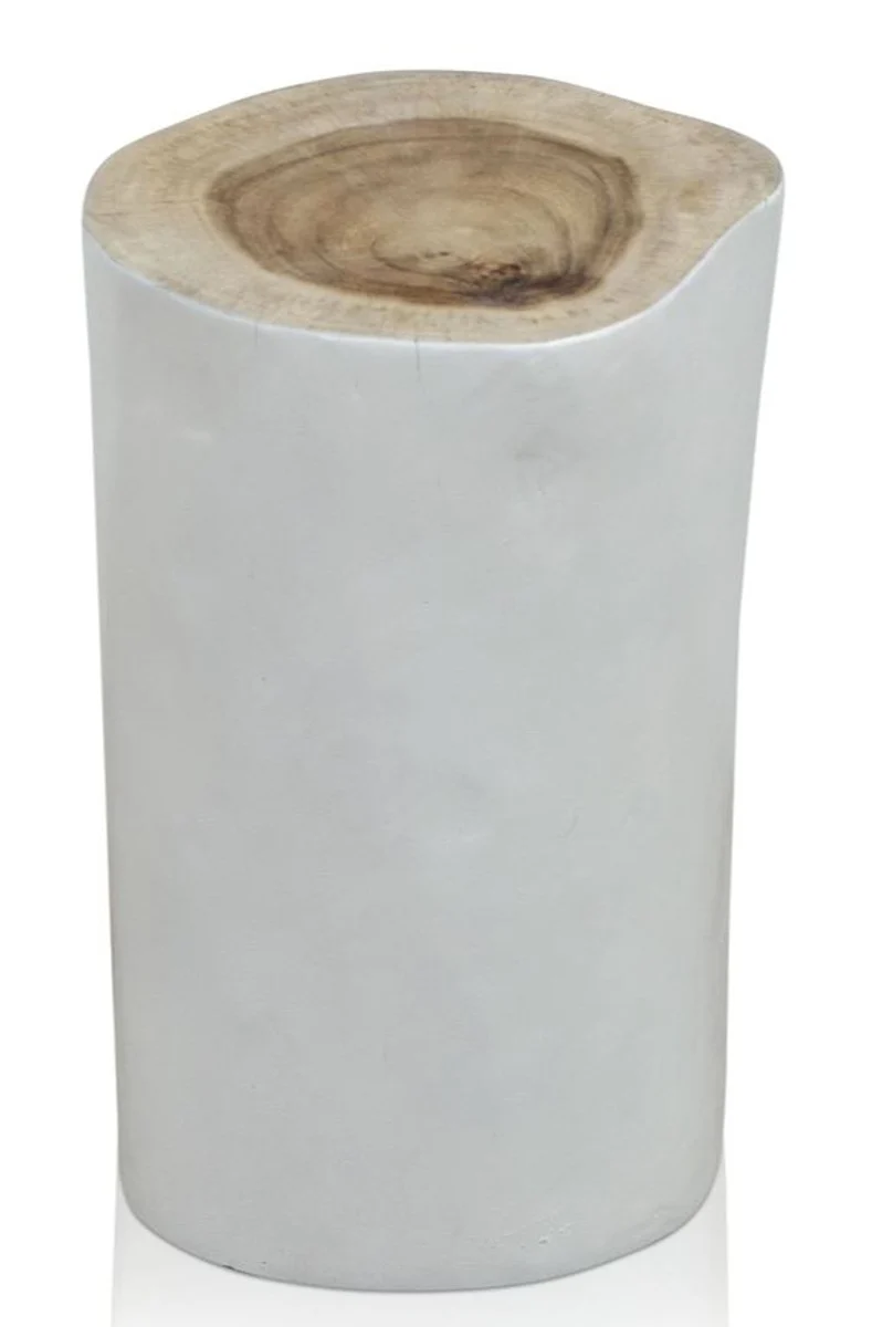 Casa Padrino Wohnzimmer Hocker / Beistelltisch Weiß Ø 27 x H. 45 cm - Luxus Möbel