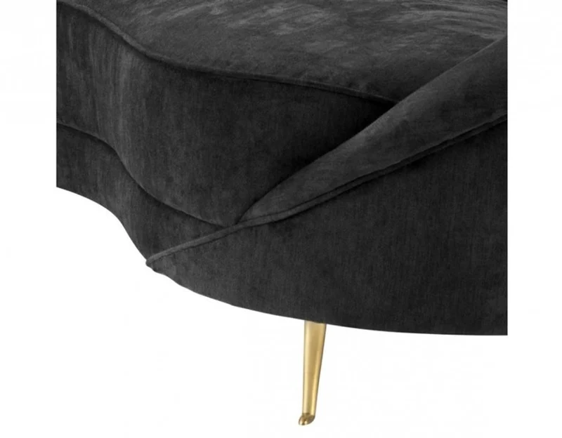 Casa Padrino Luxus Sofa im Barock Stil, geschwungene Form, schwarzer Samt und Messing Beine, 245 x 87 x 79 cm