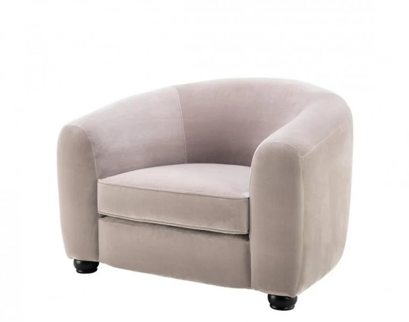 Casa Padrino Luxus Art Deco Hotelsessel, bequemer Loungesessel aus Samt in Grau, 105 x 93 x 78 cm