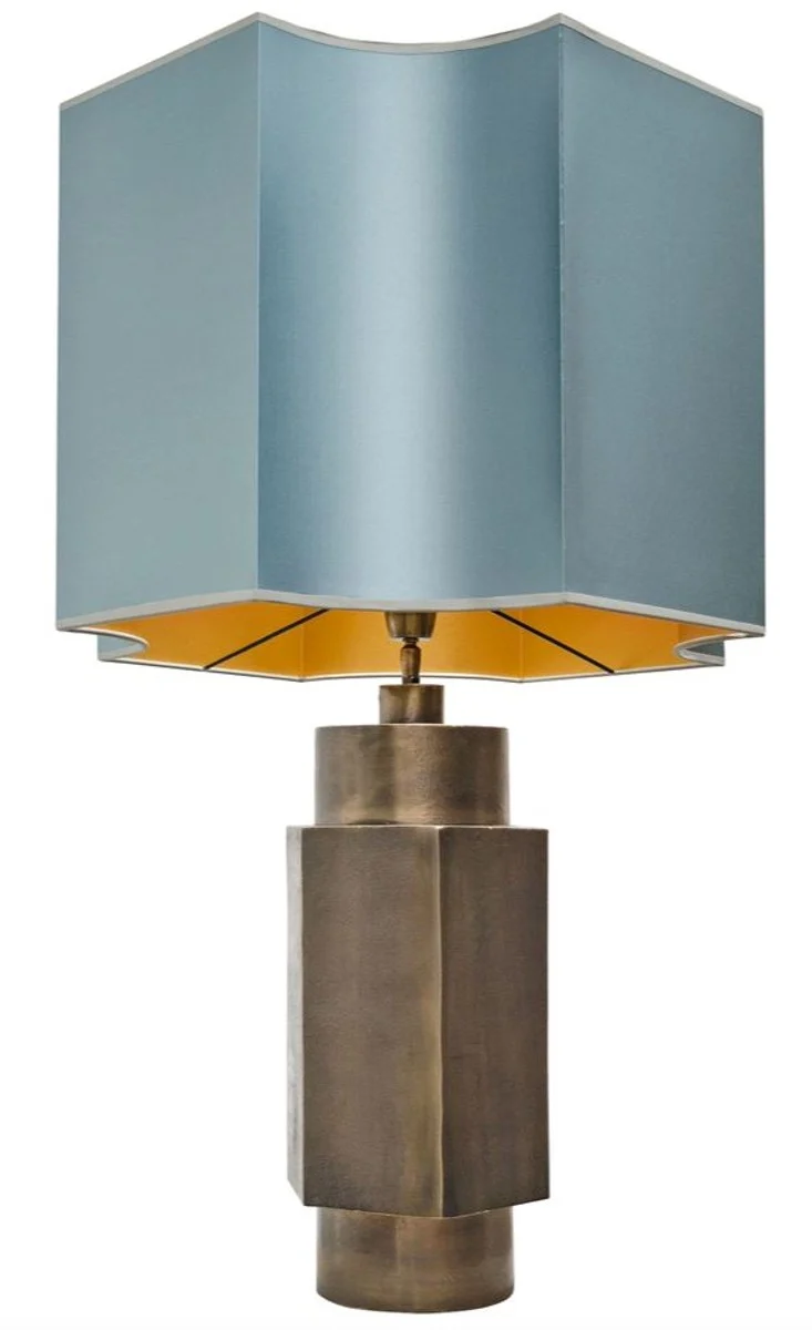 Casa Padrino Luxus Tischlampe Mattschwarz / Türkis 55 x H. 89 cm - Luxus Qualität