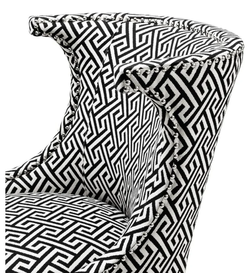 Casa Padrino Sessel in schwarz / weiß 66 x 60 x H. 91 cm - Luxus Ohrensessel