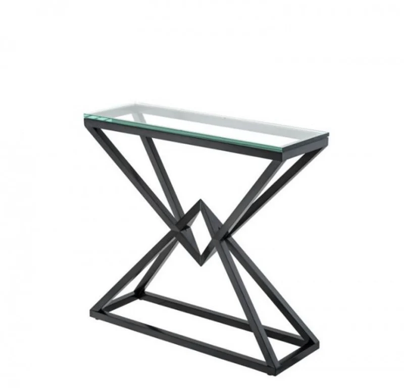Casa Padrino Luxus Konsole aus rostfreiem Stahl und Glas in Bronze 90 x 30 x H. 82 cm