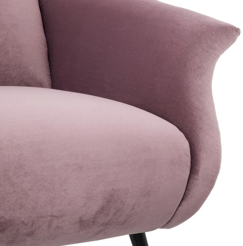 Casa Padrino Luxus Sessel in lila mit schwarzen Beinen 88 x 80 x H. 91 cm - Designer Club Möbel
