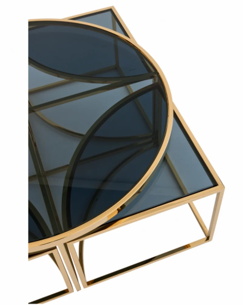 Casa Padrino Art Deco Luxus Couchtisch - Gold Finish - 99,5 x H. 40,5 cm - Exklusiver Wohnzimmertisch in edlem Design