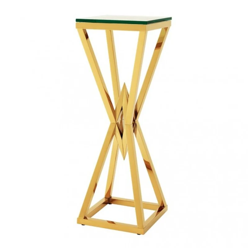 Casa Padrino Luxus Beistelltisch Säule aus Edelstahl in Gold Finish 35 x 35 x H 101 cm