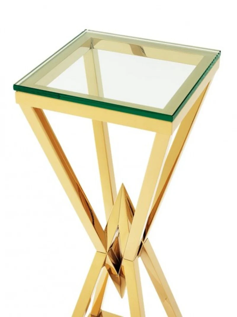Casa Padrino Luxus Beistelltisch Säule aus Edelstahl in Gold Finish 35 x 35 x H 101 cm