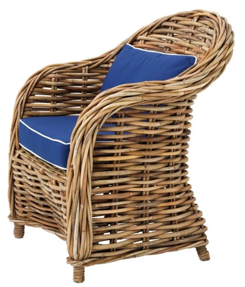 Casa Padrino Designer Rattan Sessel 70 x 70 x H. 88 cm - Luxus Wohnzimmer Möbel