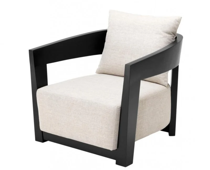Casa Padrino Luxus Art Deco Sessel aus Mahagoni Holz in Schwarz und Hellgrau - 74 x 76 x 76 cm