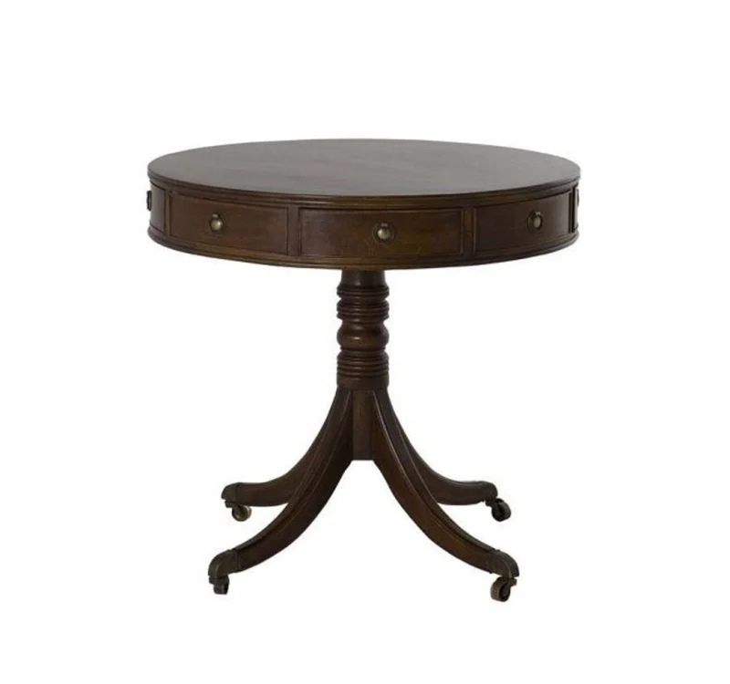 Casa Padrino Luxus Art Deco Designer Beistelltisch aus Eichenholz und Messing - Antike Eiche / Antikes Messing - 80 x H. 74 cm