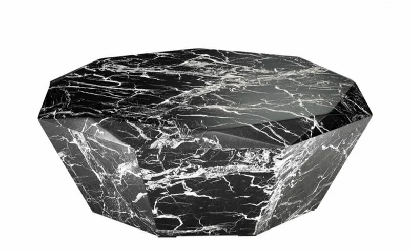 Casa Padrino Art Deco Luxus Couchtisch aus Kunstmarmor in Schwarz, 101 x H. 32 cm