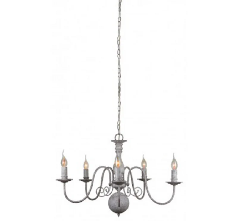 Casa Padrino Luxus Hängeleuchte Antik-Grau Durchmesser 70 x H. 52 cm - Barock Stil Deckenlampe