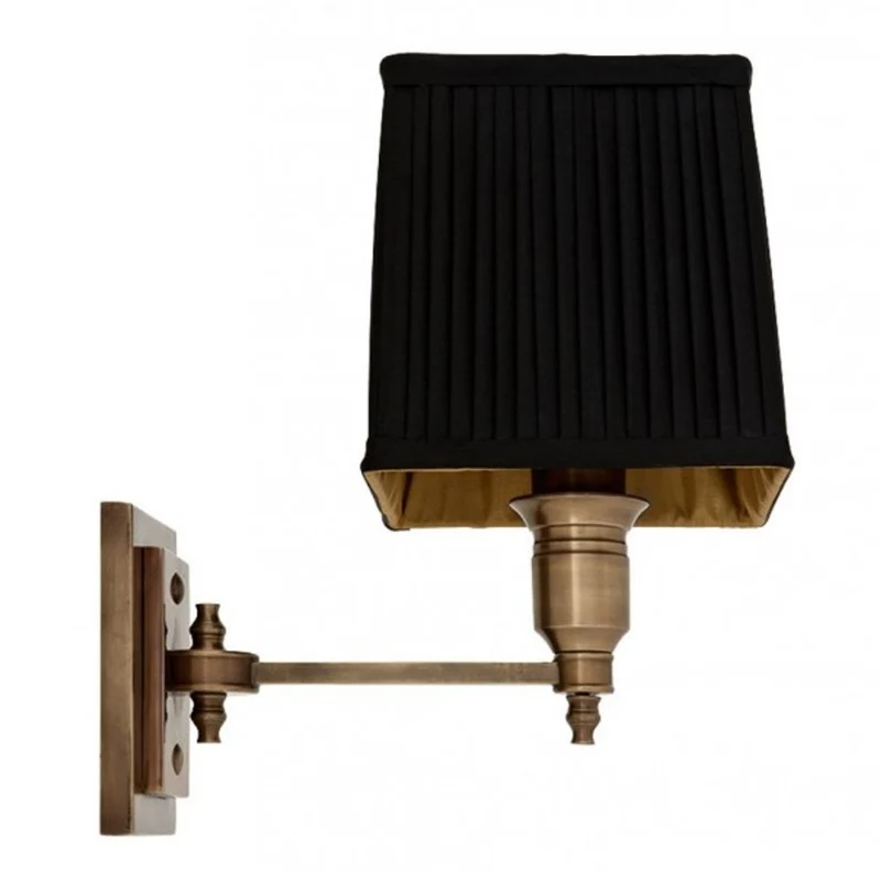 Casa Padrino Luxus 1-flammige Messing Wandleuchte mit schwarzem Stoffschirm - 14 x 22 x 27 cm