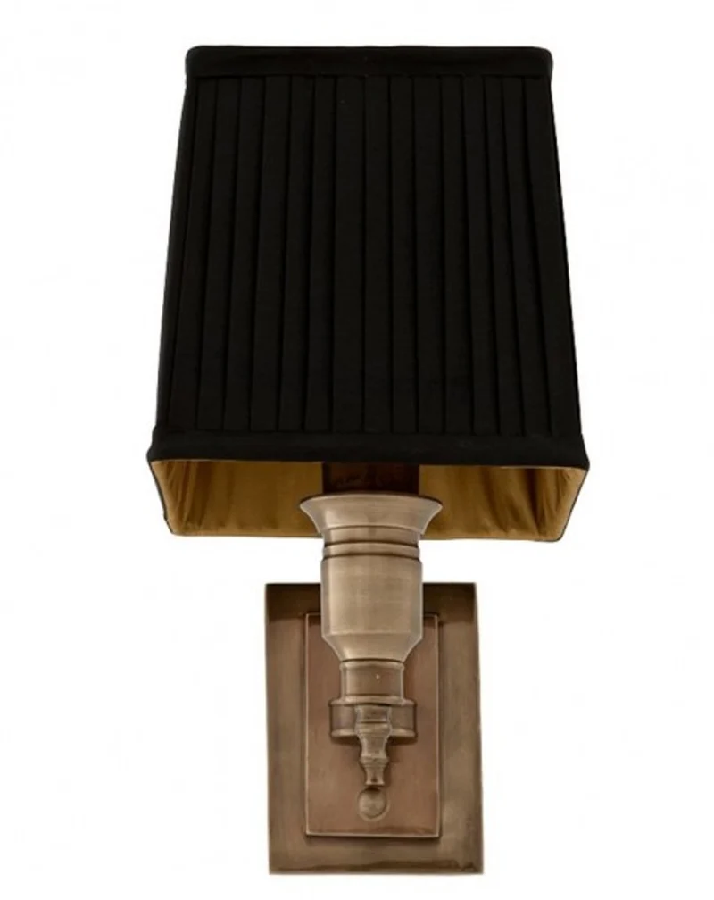 Casa Padrino Luxus 1-flammige Messing Wandleuchte mit schwarzem Stoffschirm - 14 x 22 x 27 cm