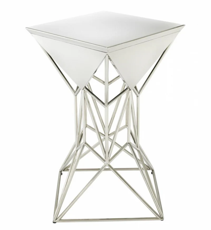 Casa Padrino Luxus Art Deco Designer Beistelltisch - Polierter rostfreier Stahl - 36 x 36 x H. 60 cm