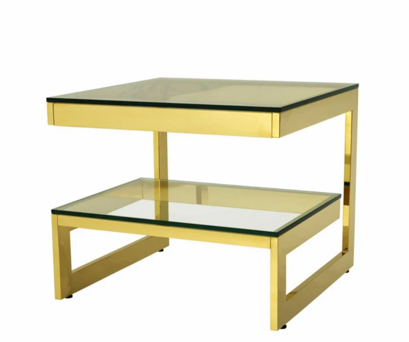 Casa Padrino Luxus Art Deco Designer Beistelltisch Gold - Rostfreier Stahl und Glas - 65 x 65 x H. 55 cm