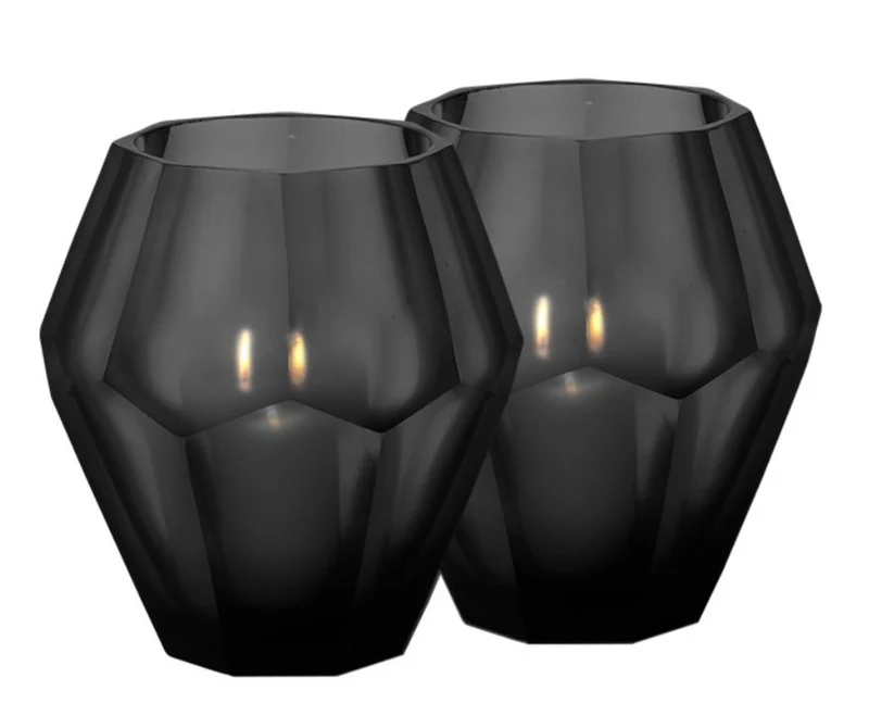 Casa Padrino Teelichthalter Set Schwarz 17 x H. 16 cm - Luxus Qualität