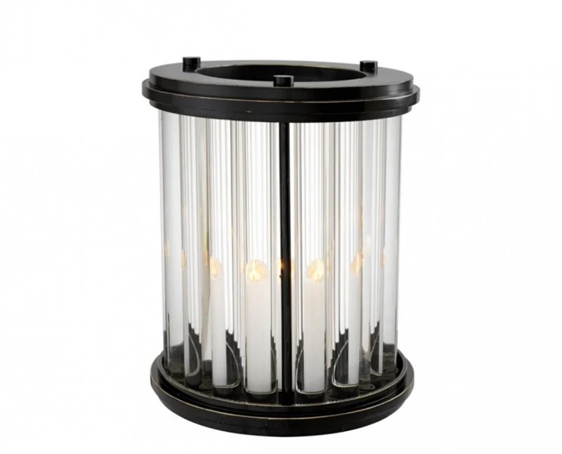 Casa Padrino Luxus Windlicht Kerzenleuchter in Bronze Finish, 26,5 x H. 33,5 cm