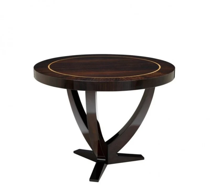 Casa Padrino Luxus Esstisch Mahagoni Holz Hochglanzbraun 100 x H. 76 cm - Runder Designer Hotel Tisch