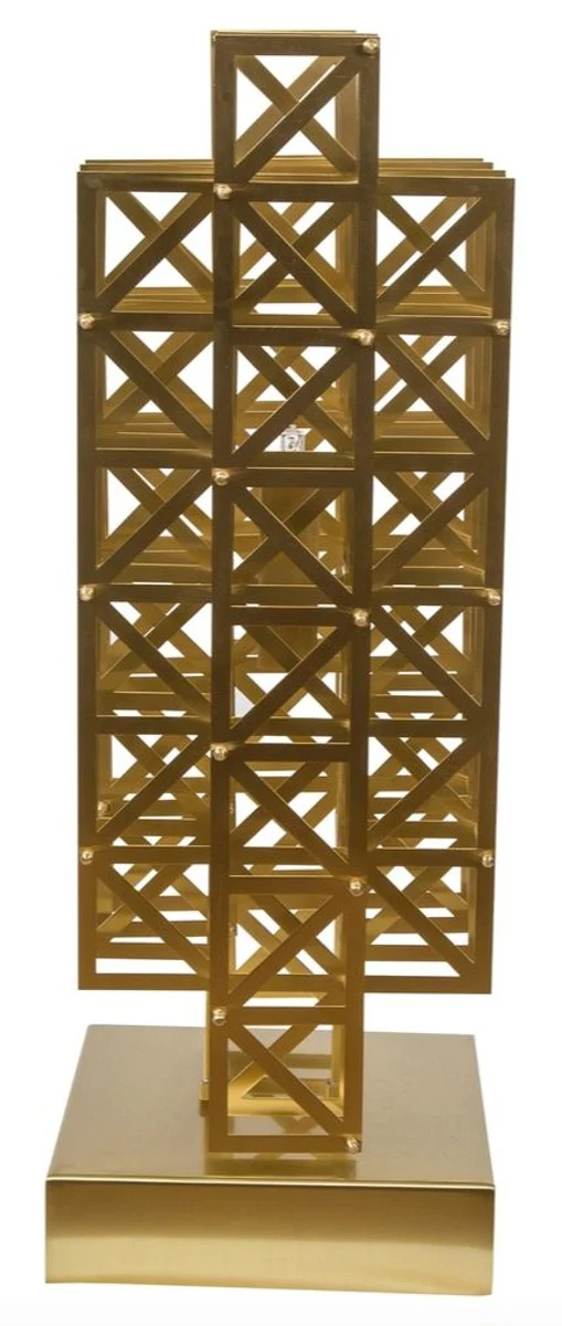 Casa Padrino Designer Tischleuchte Messing 22 x 28 x H. 65 cm - Hotel Möbel