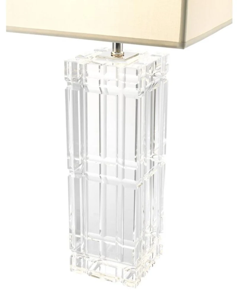Casa Padrino Luxus Designer Hotel Kristallglas Tischleuchte mit weißem Lampenschirm - Limited Edition