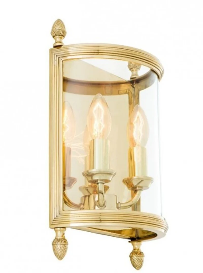 Casa Padrino Luxus Wandleuchte aus Messing, poliert, Durchmesser 21 x 11 x H 34,5 cm