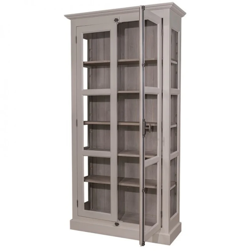 Casa Padrino Landhaus Vitrinen Schrank Küchenschrank 109 x H 210 cm- Esszimmer Schrank Wohnzimmer Antik Landhaus Stil
