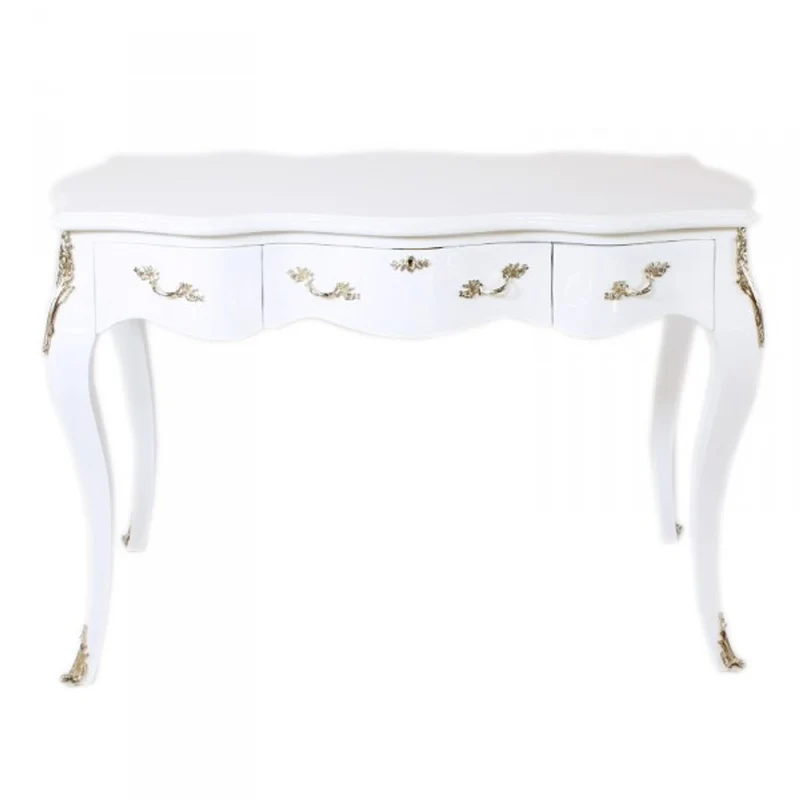 Casa Padrino Barock Schreibtisch Sekretär / Konsole in Weiß und Silber - 120 x 60 x H. 80 cm - Luxus Möbel
