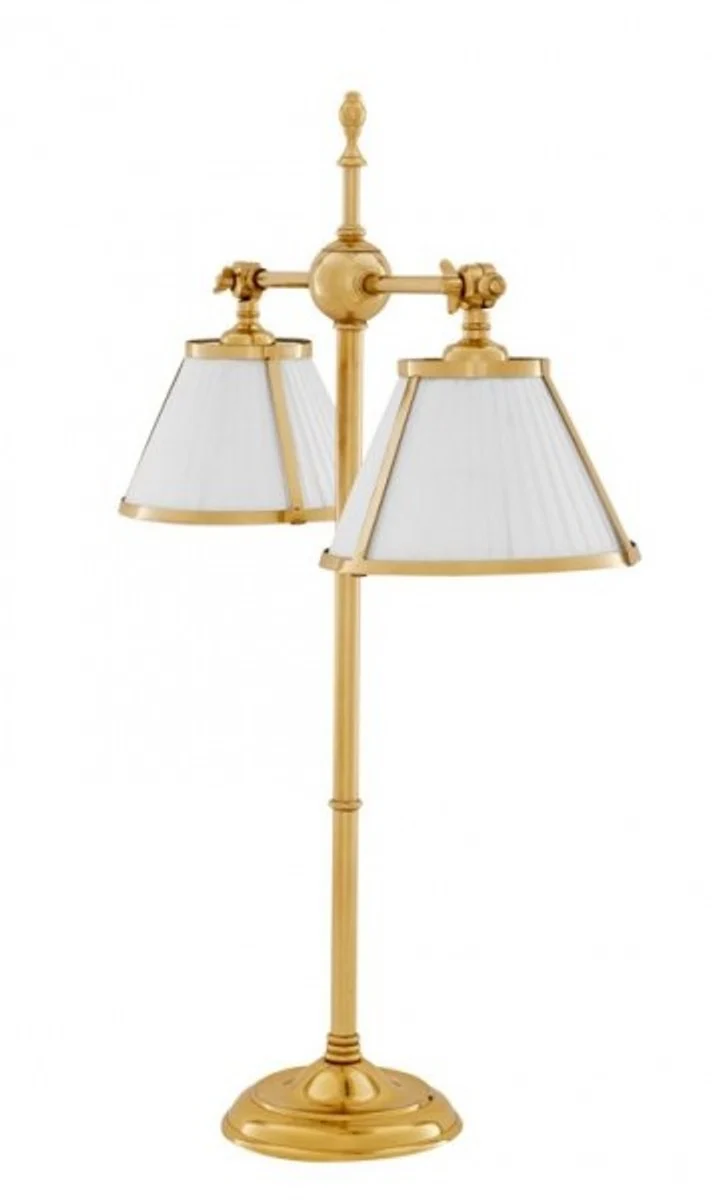 Casa Padrino Luxus Tischleuchte aus Messing in poliertem Messing - Durchmesser 18 x 62 cm - Höhe 73 cm