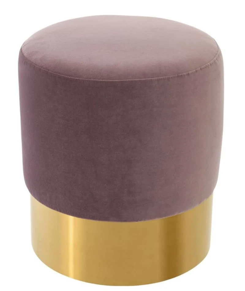 Casa Padrino Luxus Hocker Lila / Gold 40 x H. 45 cm - Hotel Möbel