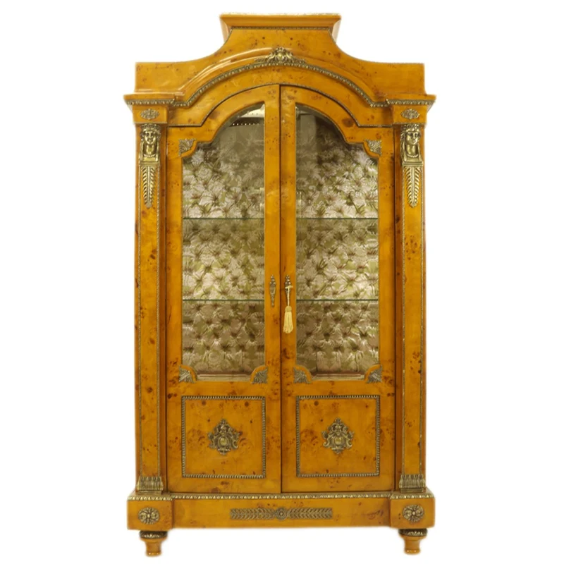 Casa Padrino Empire Vitrine Vogelaugenahorn – Repräsentativer Vitrinenschrank im Empire Stil – 110 x 50 x 195 cm