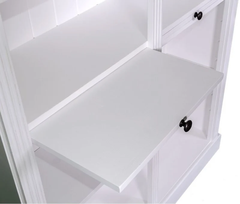 Casa Padrino Landhausstil Regalschrank Weiß 119 x 39 x H. 197 cm aus massivem Kiefernholz und Metall