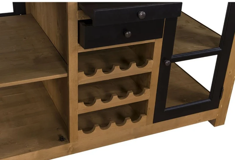 Casa Padrino Landhausstil Küchenschrank mit Arbeitsplatte Naturfarben / Schwarz 150 x 90 x H. 90 cm