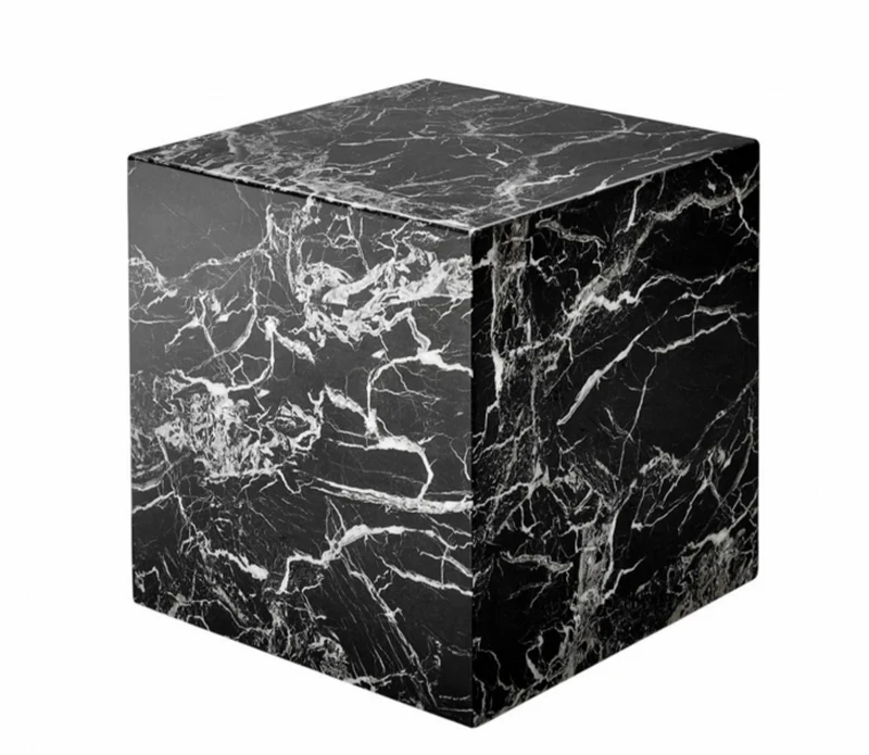 Casa Padrino Luxus Art Deco Designer Beistelltisch aus schwarzem Kunstmarmor - 50 x 50 x H. 50 cm