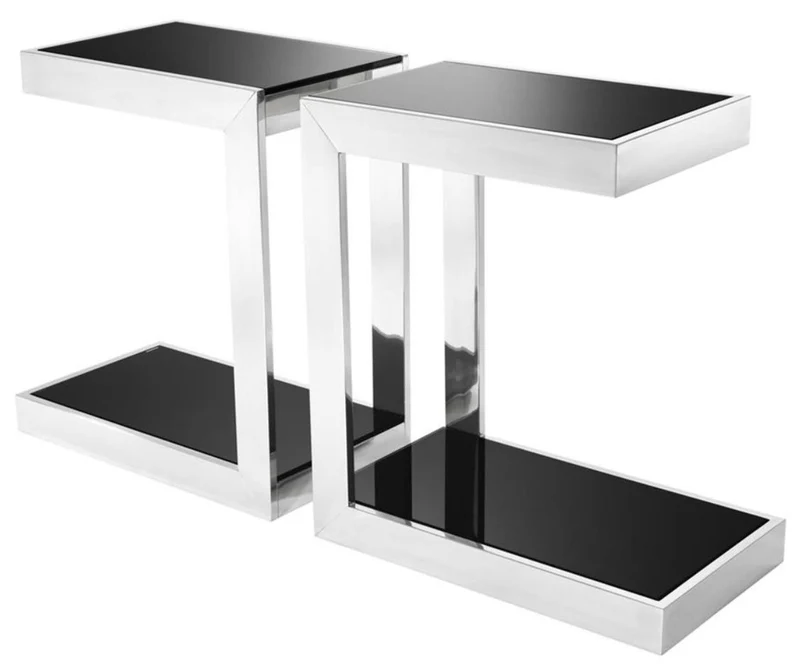 Casa Padrino Luxus Edelstahl Konsolen 2er Set 70 x 40 x H. 79 cm - Limited Edition