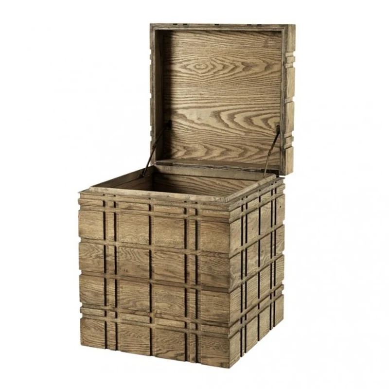 Casa Padrino Luxus Schrank Truhe aus Eichenholz - Art Deco Barock Jugendstil Truhenschrank in Holzfarben, 50 x 50 x H. 58 cm