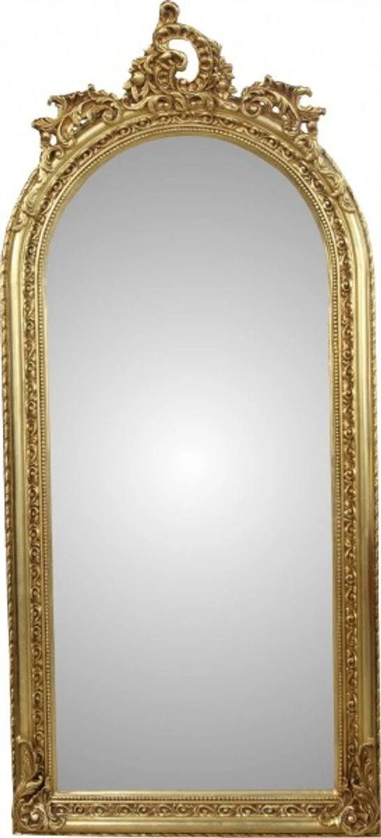 Casa Padrino Barock Wandspiegel Prunkvoll in Gold, Massivholz, B 83 cm, H 176 cm