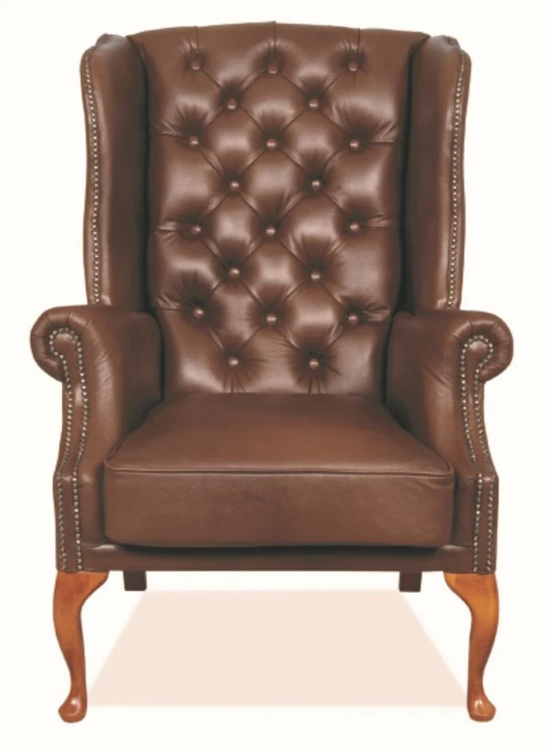 Casa Padrino Chesterfield Echtleder Ohrensessel Braun 80 x 80 x H. 110 cm - Luxus Sessel