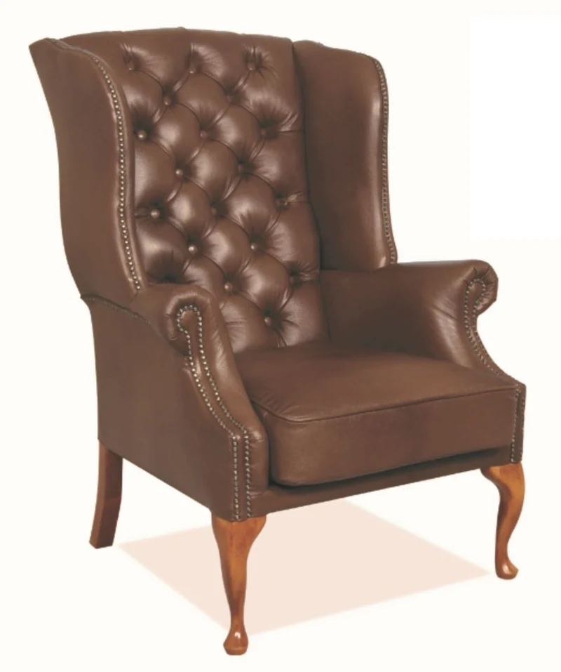 Casa Padrino Chesterfield Echtleder Ohrensessel Braun 80 x 80 x H. 110 cm - Luxus Sessel