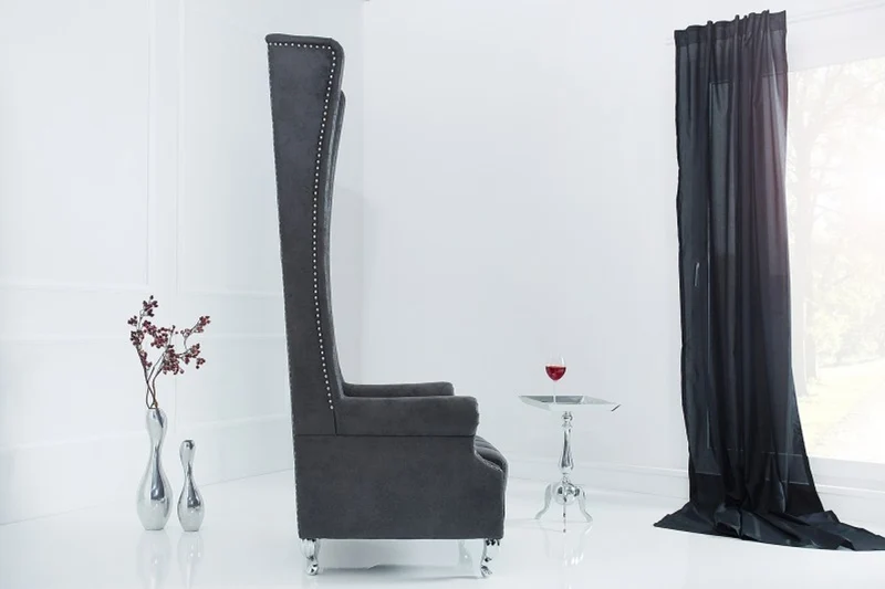 Casa Padrino Barock Thron Sessel antik grau - Thron Stuhl