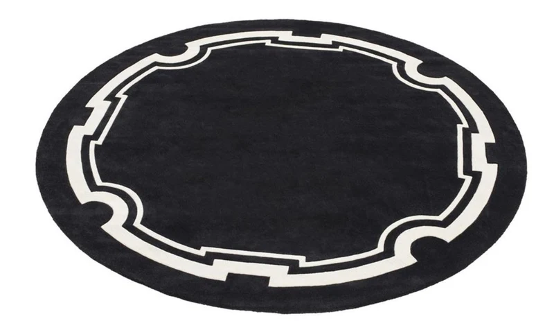 Casa Padrino Luxus Designer Teppich Schwarz / Weiß Durchmesser 280 cm - Limited Edition