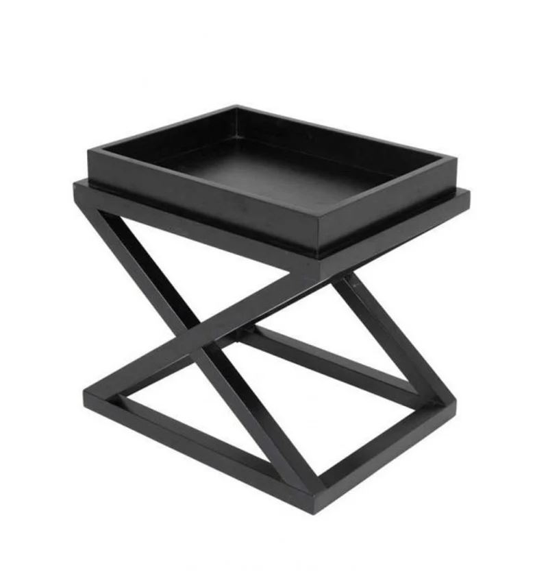 Casa Padrino Luxus Art Deco Designer Beistelltisch aus Birkenholz in Schwarz - 61 x 48 x H. 57 cm
