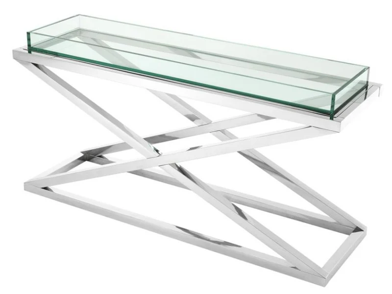 Casa Padrino Designer Edelstahl Konsole 150 x 45 x H. 77 cm - Luxus Hotel Möbel