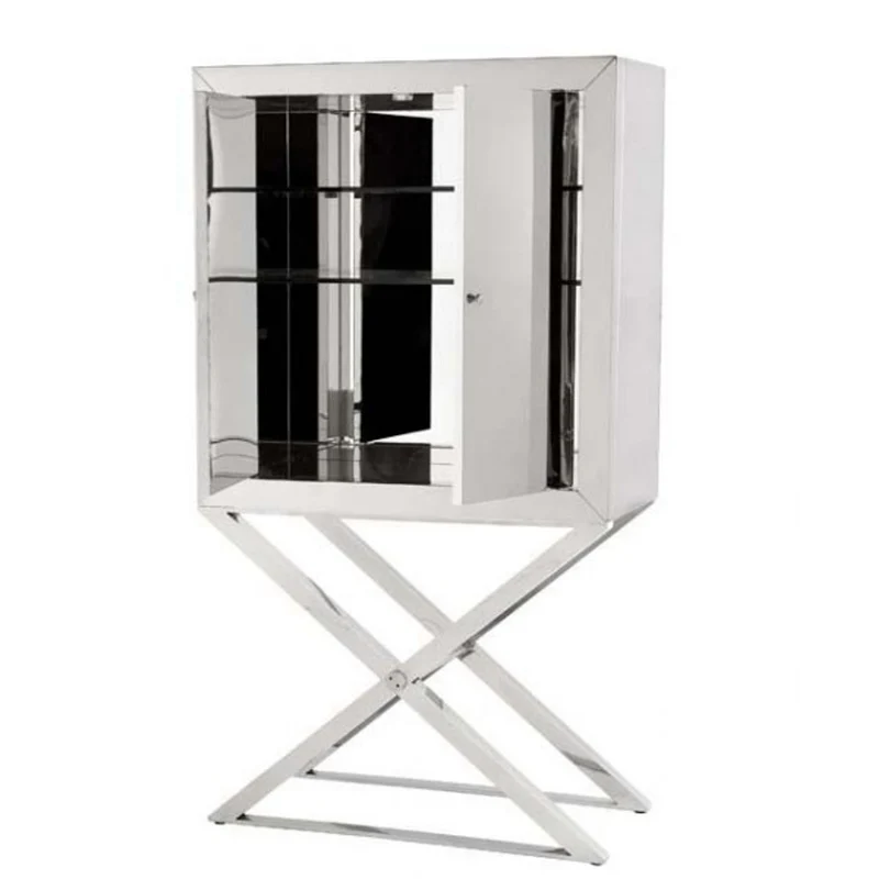 Casa Padrino Luxus Designer Barschrank aus Edelstahl verspiegelt - 83 x 38 x H. 151 cm