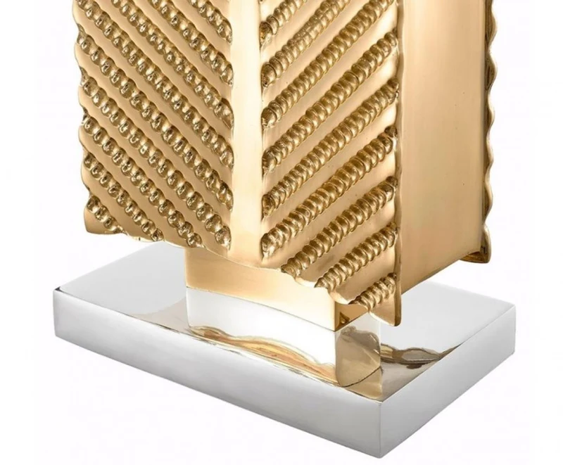 Casa Padrino Luxus Tischleuchte Messing poliert / Nickel 21 x 40 x H 61,5 cm - Elegante Hotel Leuchte