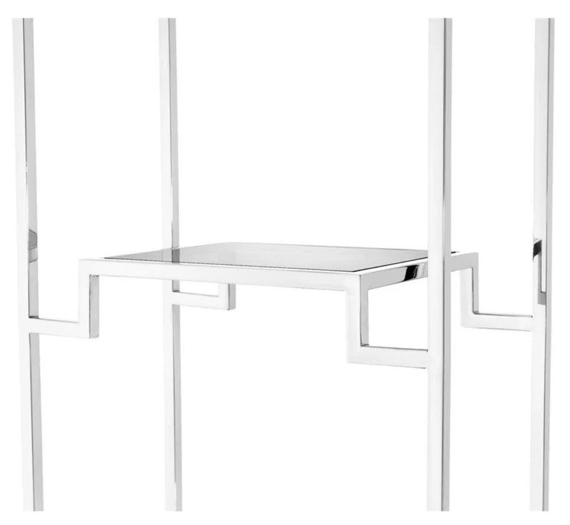 Casa Padrino Wohnzimmer Regalschrank Silber / Schwarz 45,5 x 25,5 x H. 221 cm - Luxus Wohnzimmerschrank