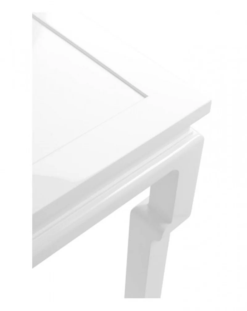 Casa Padrino Luxus Mahagoni Konsole in Piano Weiß, 160 x 45 x H. 78 cm